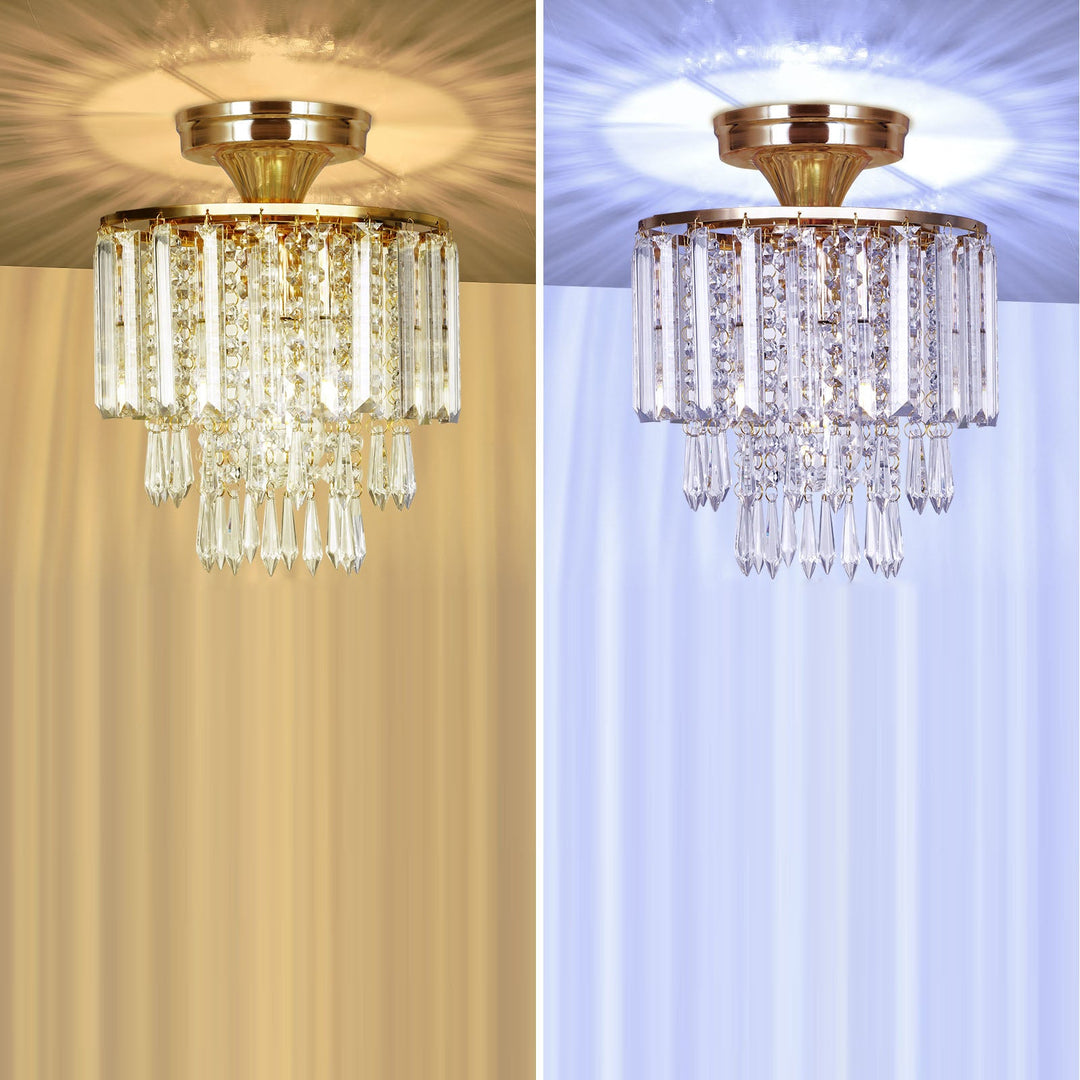 Moderne minimalistische runde Quaste Eisen Kristall 1-Licht Semi-Flush Mount Deckenleuchte für Wohnzimmer 