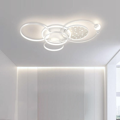 Moderne, minimalistische Circle Combo LED Schwarz-Weiß-Deckenleuchte zur bündigen Montage