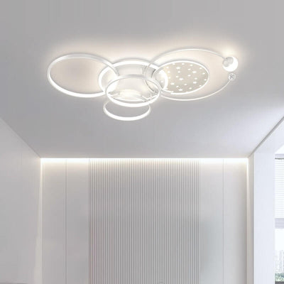 Modern Minimalist Circle Combo LED Black and White Flush Mount Ceiling Light