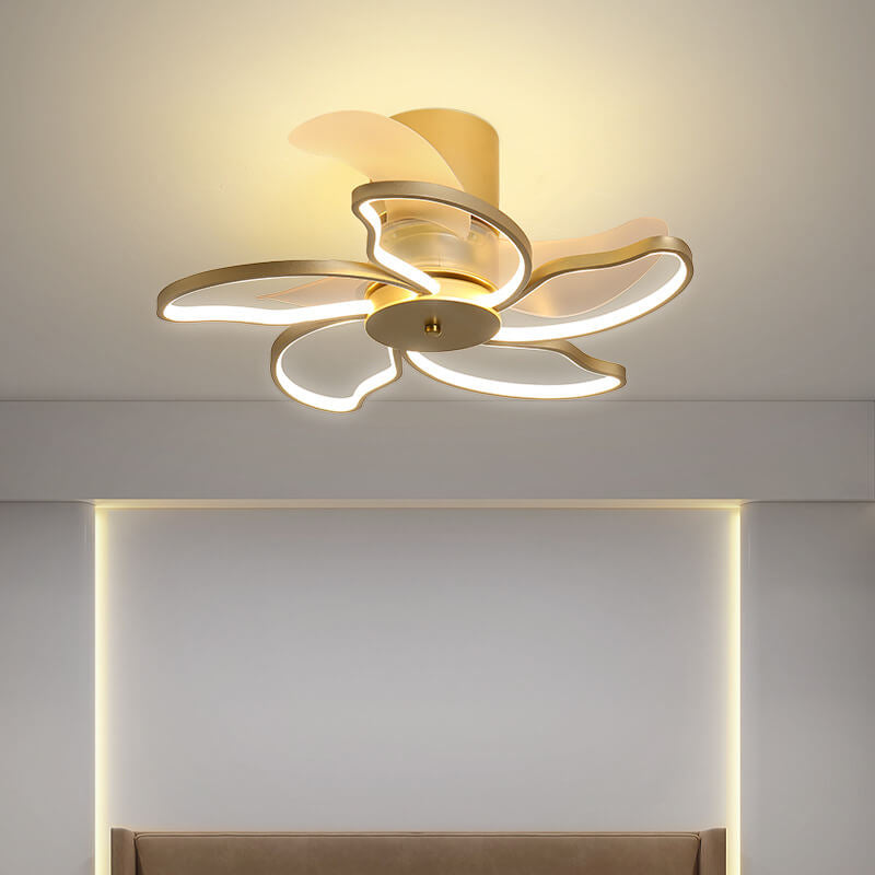 Nordic Minimalist Petal Shaped LED Semi-Flush Mount Ceiling Fan Light