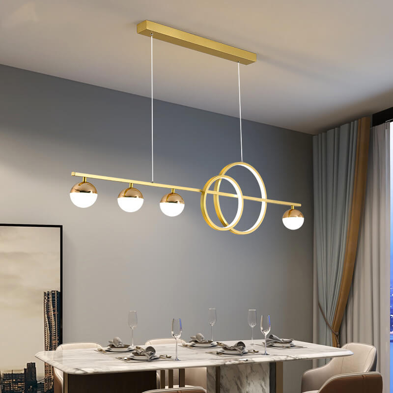 Modern Luxury Long Strip Round Globe Design LED Island Light Chandelier