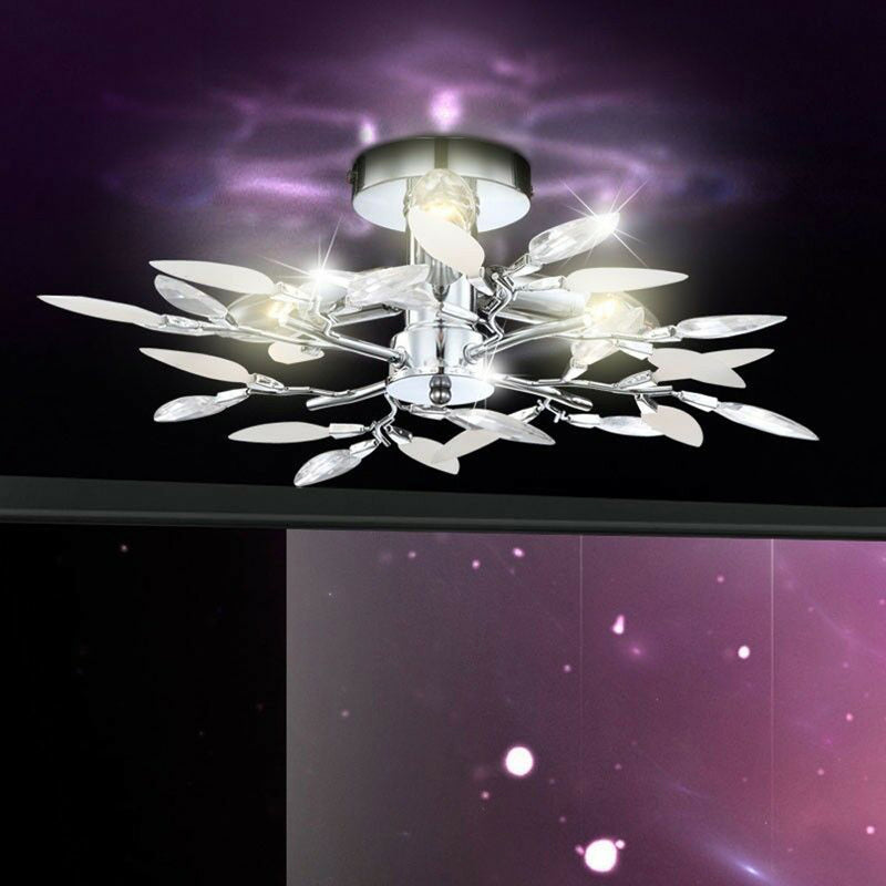 Creative Simple Crystal Leaf Combination Design 3-Light Flush Mount Light