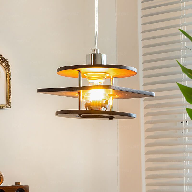 Suspension Luminaire 1 Lumière Couleur Noyer Rétro Nordique 