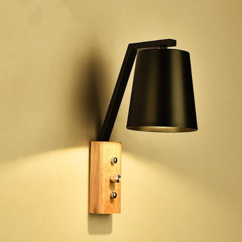 Nordic Modern Solid Wood Zylindrische 1-Licht Wandleuchte 