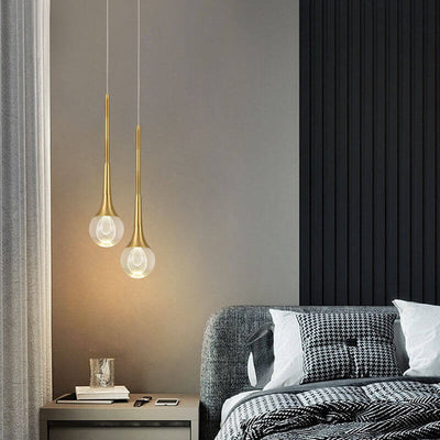 Moderne Luxus Glas Tropfen Messing LED Pendelleuchte 