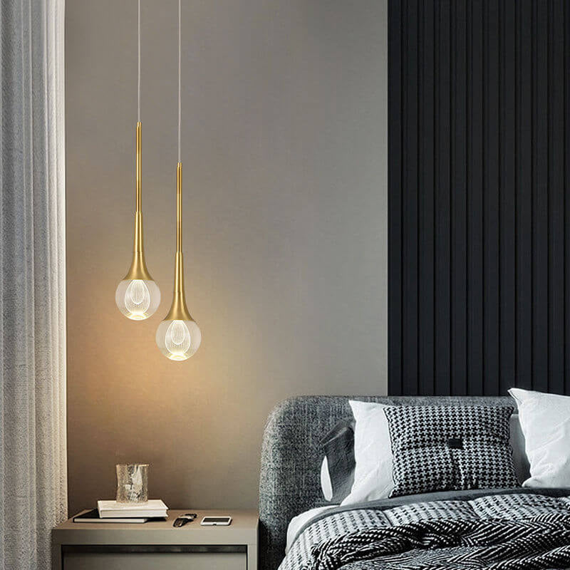Moderne Luxus Glas Tropfen Messing LED Pendelleuchte 