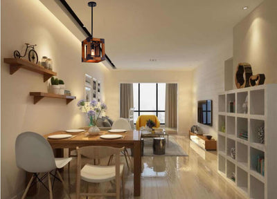 Wooden Square 1-Light Square Pendant Light