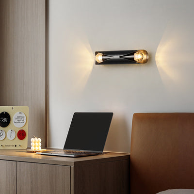 Applique murale longue et luxueuse à 2 lumières en cuivre, lumière moderne 