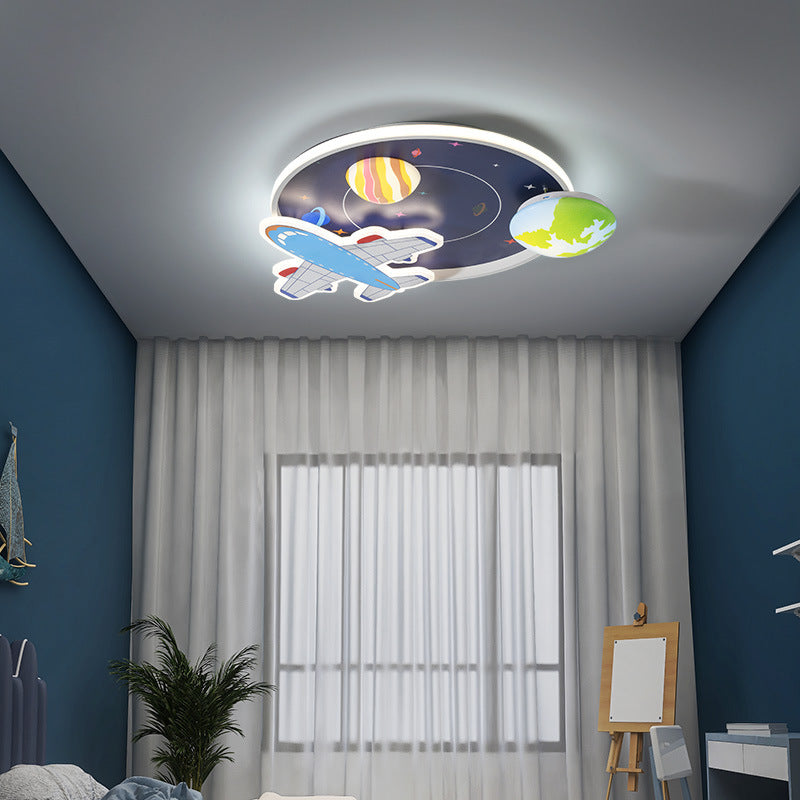 Cartoon Creative Aircraft Space LED Kids Flush Mount Ceiling Light