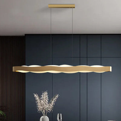 Modern Luxury Stainless Steel Long Bar Acrylic LED Chandelier