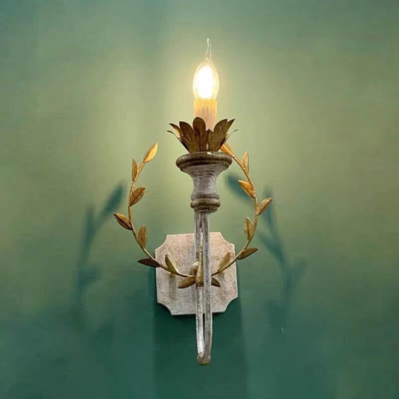 Vintage Rustic Solid Wood Candelabra 1-Light Wall Sconce Lamp