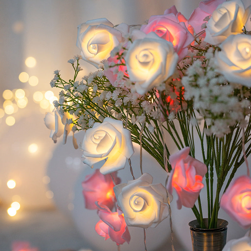 Modern Creative Rose Holiday Decoration PV Bubble Mu LED String Lights