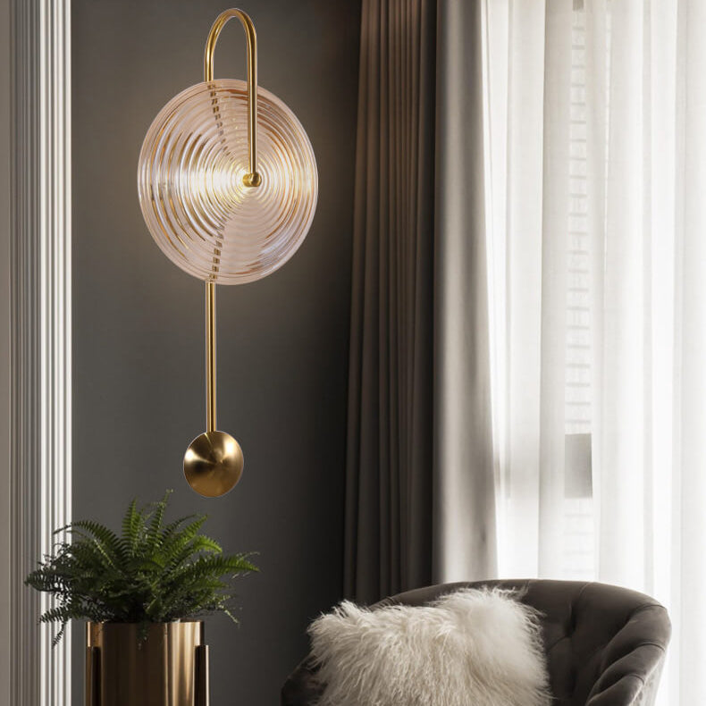 Conception de pendule créative en verre moderne 1-lampe applique murale 