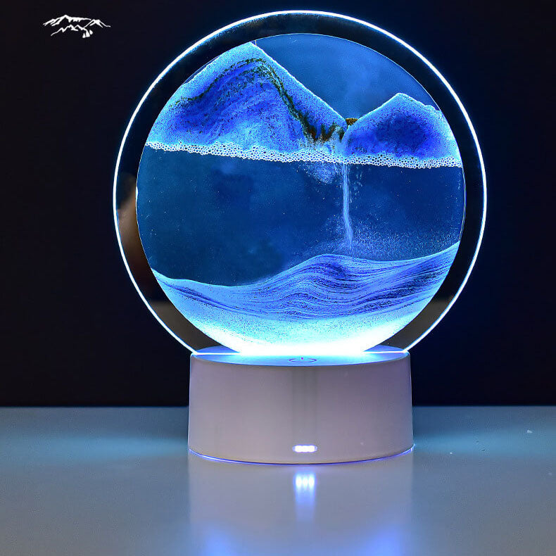 Lampe de table Creative Round Hourglass Quicksand 3D LED Night Light 