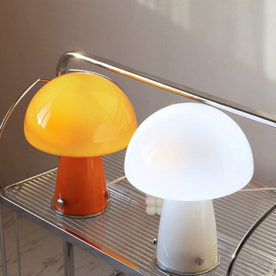 Contemporary Simplicity Iron Glass Mushroom Shape 1-Light Table Lamp For Study