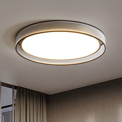 Nordic Luxury Round Fabric Brass Acrylic LED Flush Mount Ceiling Light