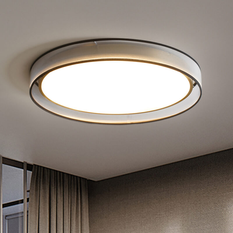 Nordic Luxury Runde Stoff Messing Acryl LED-Deckenleuchte für bündige Montage 
