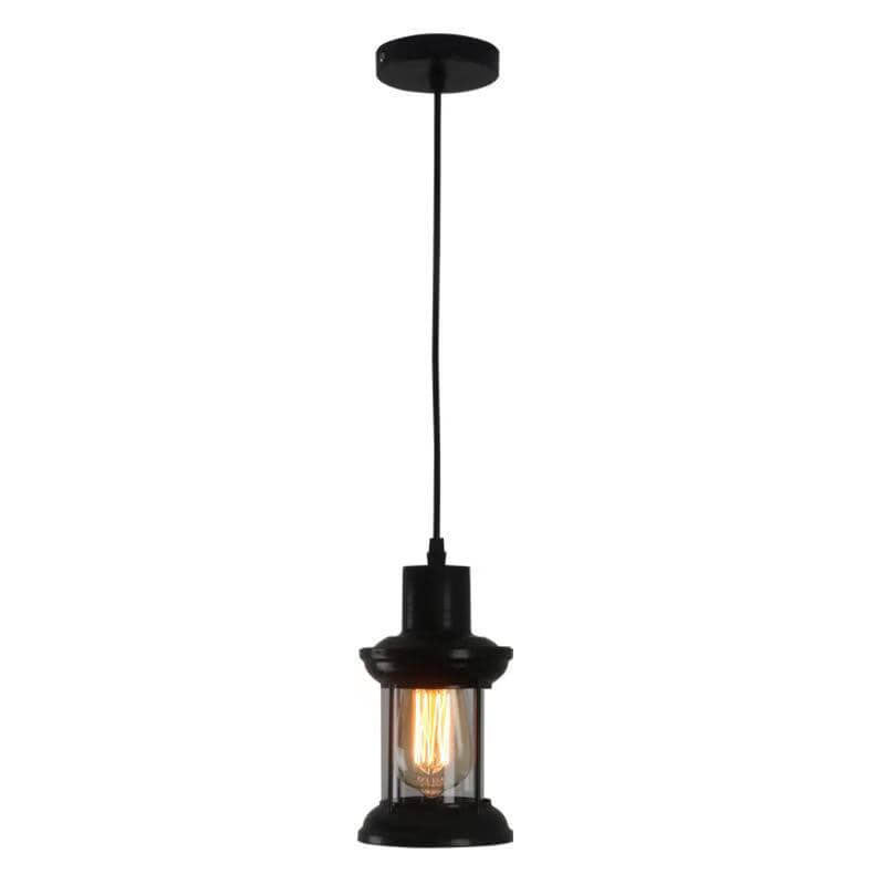 Zeitgenössische industrielle 1-flammige Pendelleuchte aus Eisen und Glas im Kerosinlaternen-Design für das Wohnzimmer 