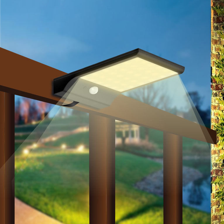 Aplique de pared exterior solar LED cuadrado minimalista moderno de ABS con sensor e impermeable, para patio exterior 