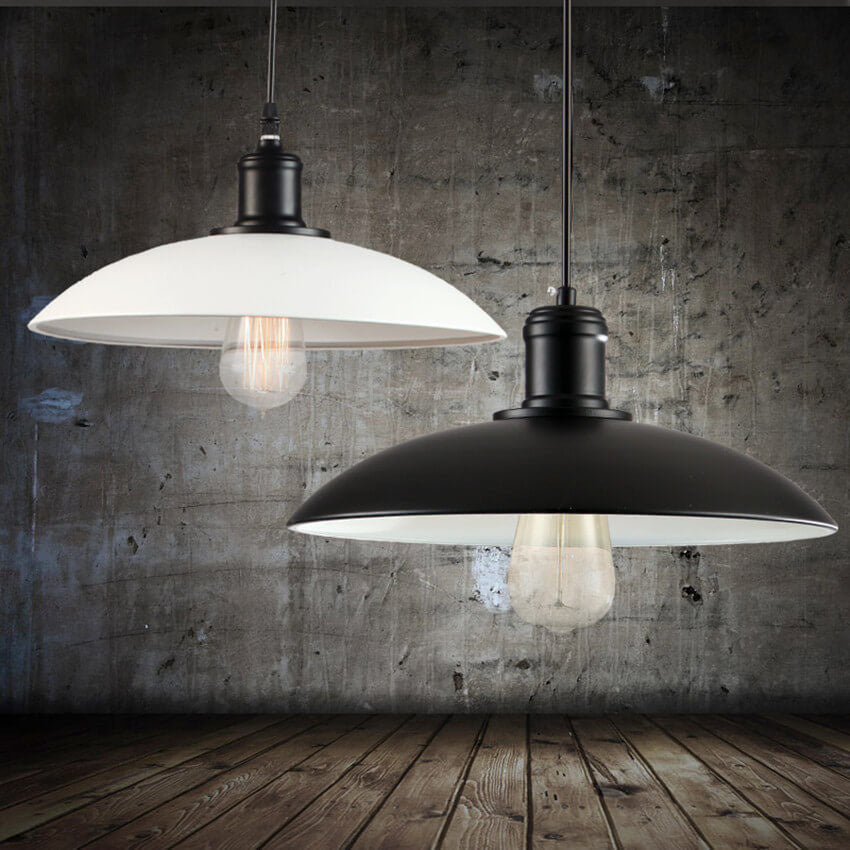 Tapa de Olla de Hierro Vintage Industrial Lámpara Colgante de Loft de 1 Luz 