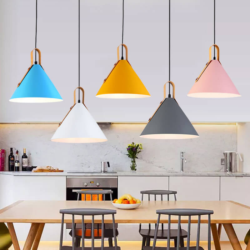 Nordic Minimalist Macaron Color Cone 1-Light Pendant Light