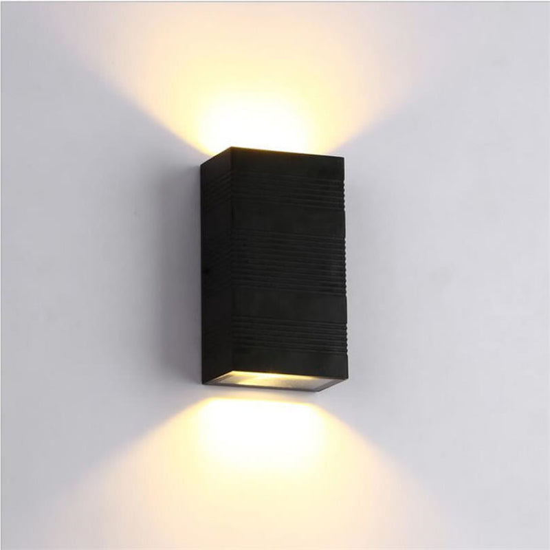 Modern Pure Black Rectangular Waterproof Aluminum LED Wall Sconce Lamp