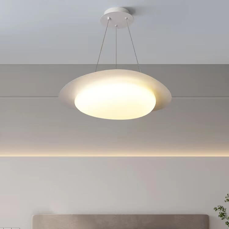 Moderne minimalistische weiße Kieselstein-Acryl-Eisen-LED-Pendelleuchte für das Wohnzimmer 
