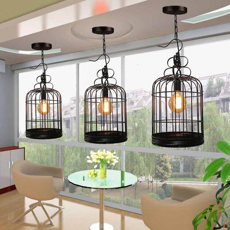 Industrial Vintage Iron Birdcage Design 1-Light Pendant Light