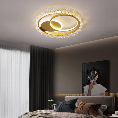 Nordische Luxus-Kristallspitzen-Kreis-LED-Unterputz-Deckenleuchte 