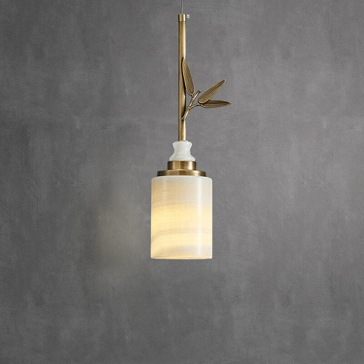 Modern Luxury Marble Column Brass 1-Light Pendant Light