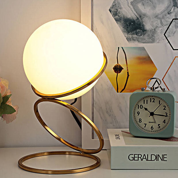 Modern Creative Spiral Circle Base Glass Ball 1-Light Table Lamp