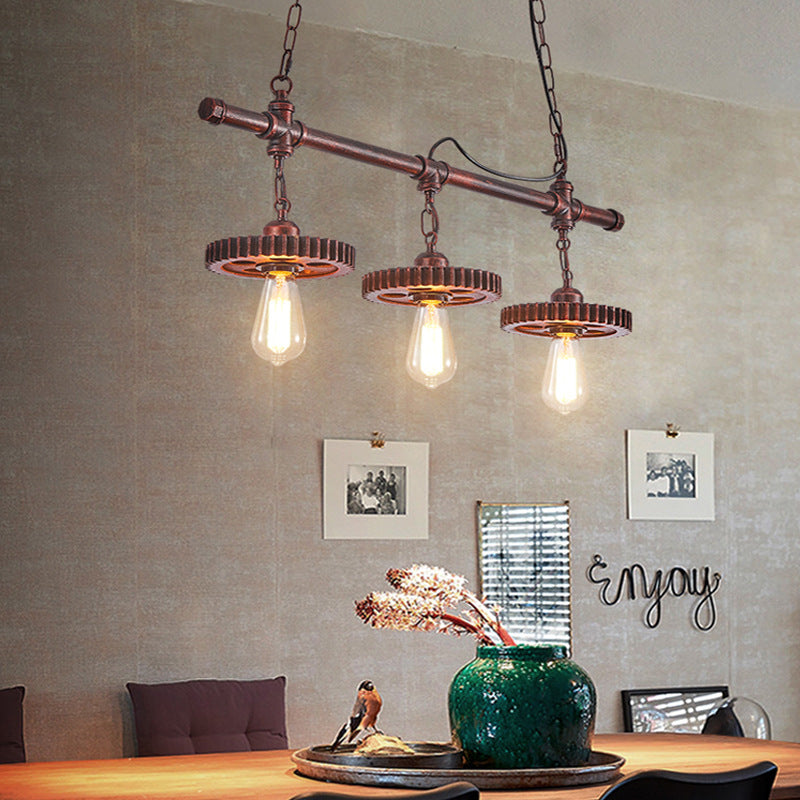 Lámpara de Araña Vintage Industrial de Hierro con 3 Luces 