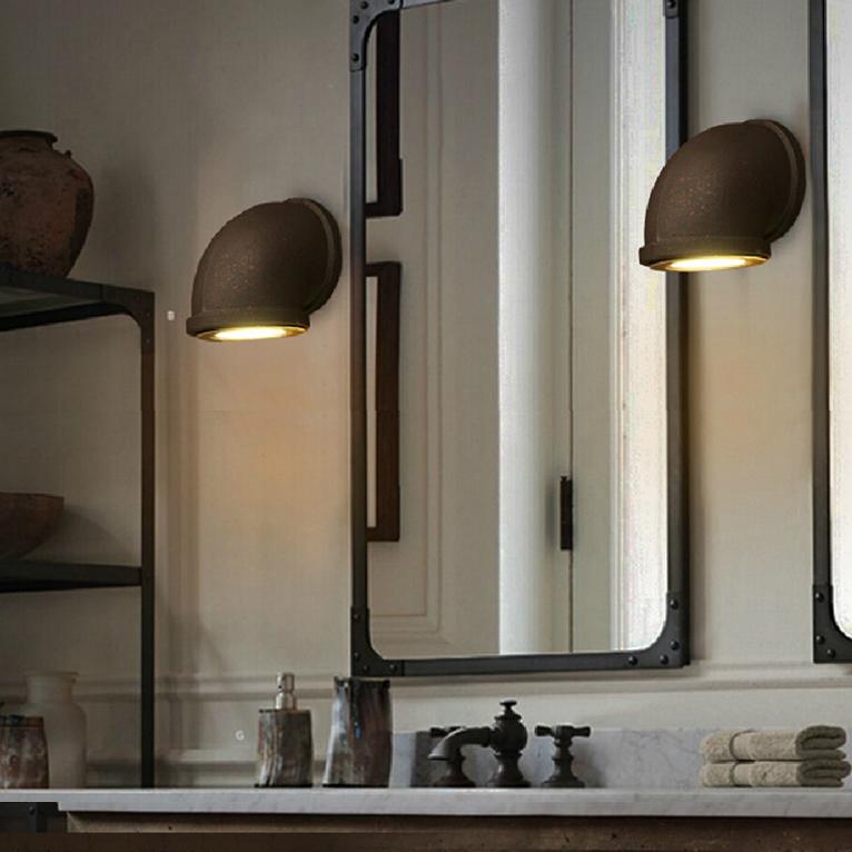 Retro Wrought Iron Pipe 1-Light LED Wall Sconce Lamp