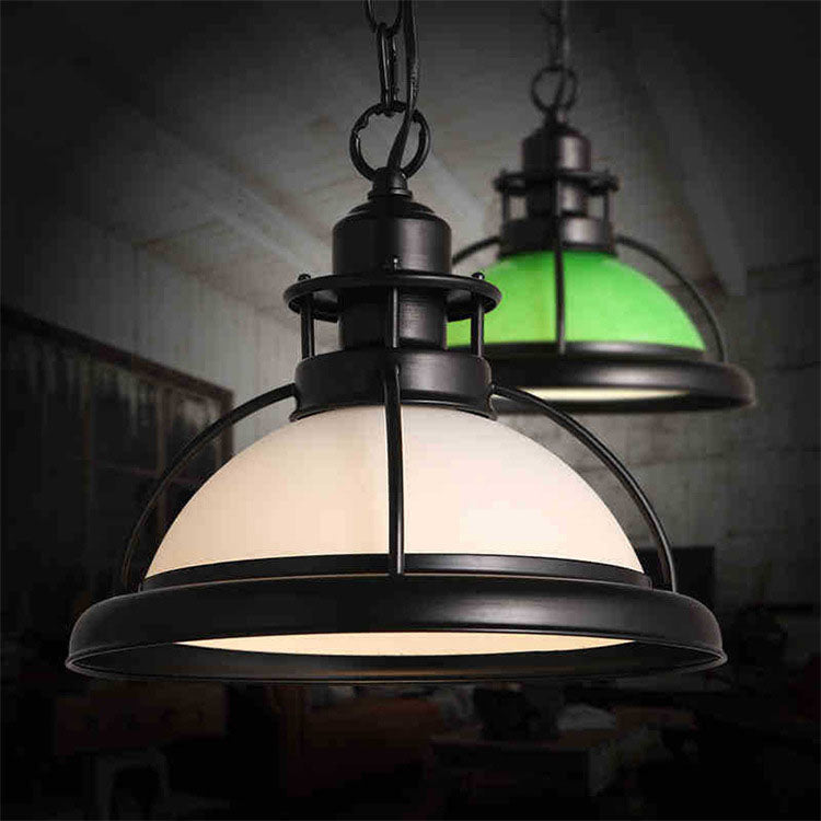 Vintage Industrial Iron Glass 1-Light Pendant Light