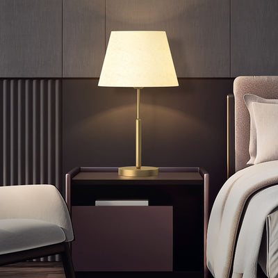 Modern Minimalist Light Luxury All Brass Fabric 1-Light Table Lamp