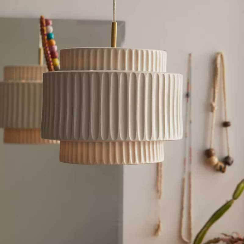 Vintage Cream Style Cylinder Drum 1-Light Pendant Light