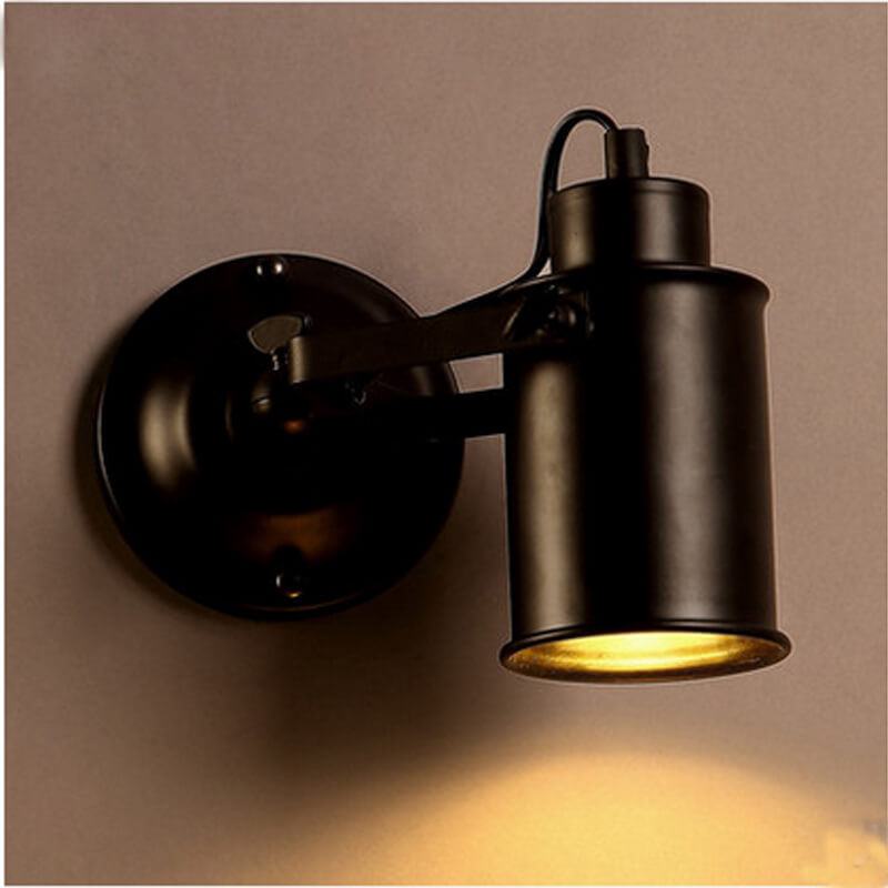 Wrought Iron Lampshade 1-Light Adjustable Cylindrical Arm Sconce Lamp