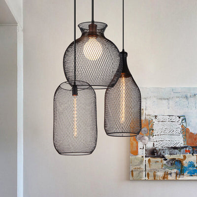 Industrial Creative Cylindrical Iron Mesh 1-Light Pendant Light