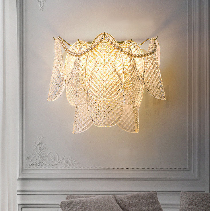 French Luxury Glass Brass 3-Light Wall Sconce Lamp