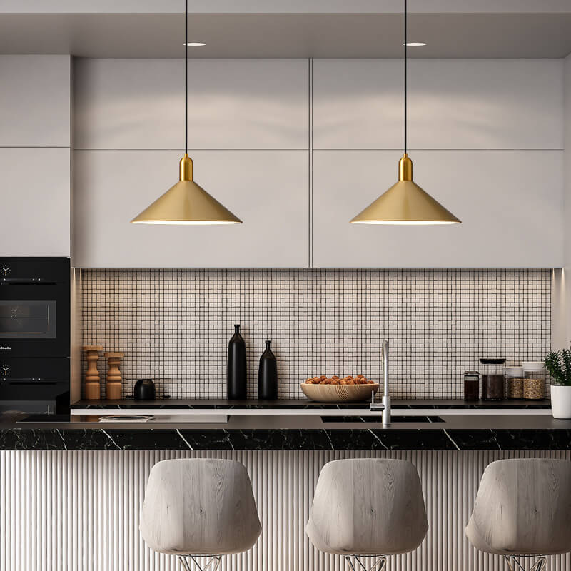 Moderne minimalistische Pendelleuchte aus Eisen mit dreieckigem Kegelschirm, 1-flammig, für das Wohnzimmer 