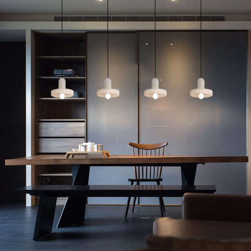 Moderne minimalistische runde Scheibe Marmor 1-Licht Pendelleuchte für Schlafzimmer 