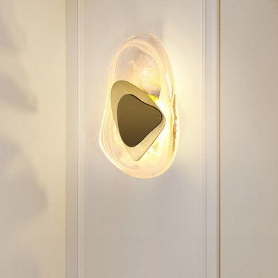 Moderne minimalistische unregelmäßige ovale Hardware Glas LED Wandleuchte Lampe für Schlafzimmer 