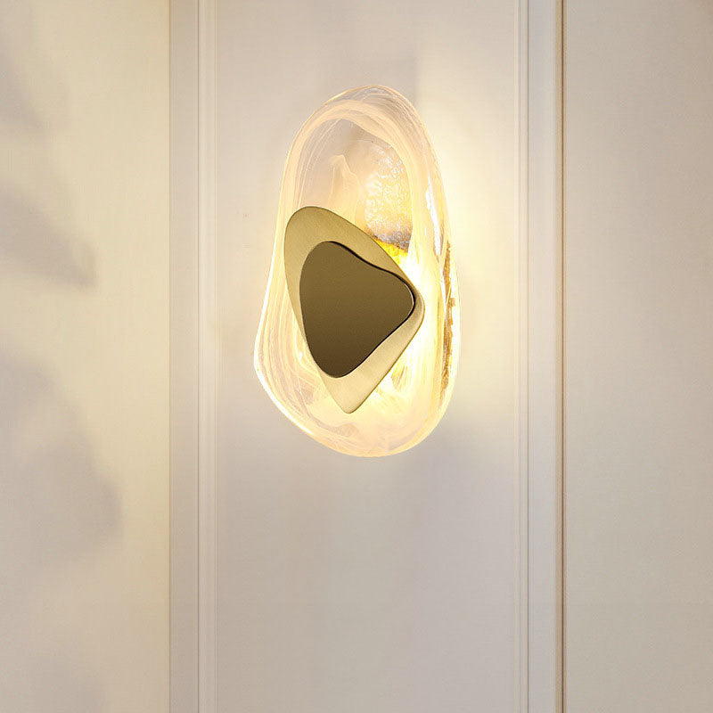 Moderne minimalistische unregelmäßige ovale Hardware Glas LED Wandleuchte Lampe für Schlafzimmer 