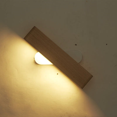 Modern Minimalist Rotatable Long Bar Wood Acrylic LED Wall Sconce Lamp