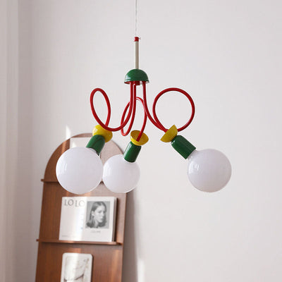 Contemporary Scandinavian Orb Fruit Iron Glass 2/3/5 Light Chandelier For Bedroom