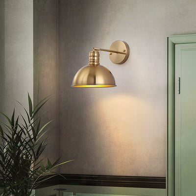 Modern Simple Iron Plated Brass Cone Round 1-Light Wall Sconce Lamp