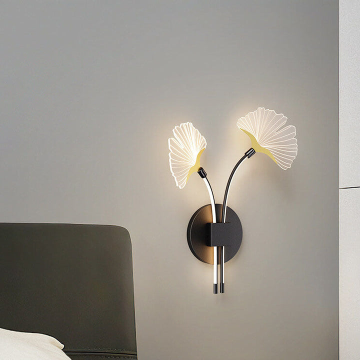 Moderne Minimalistische Eisen Ginkgo Blatt Acryl Lampenschirm LED Wandleuchte 