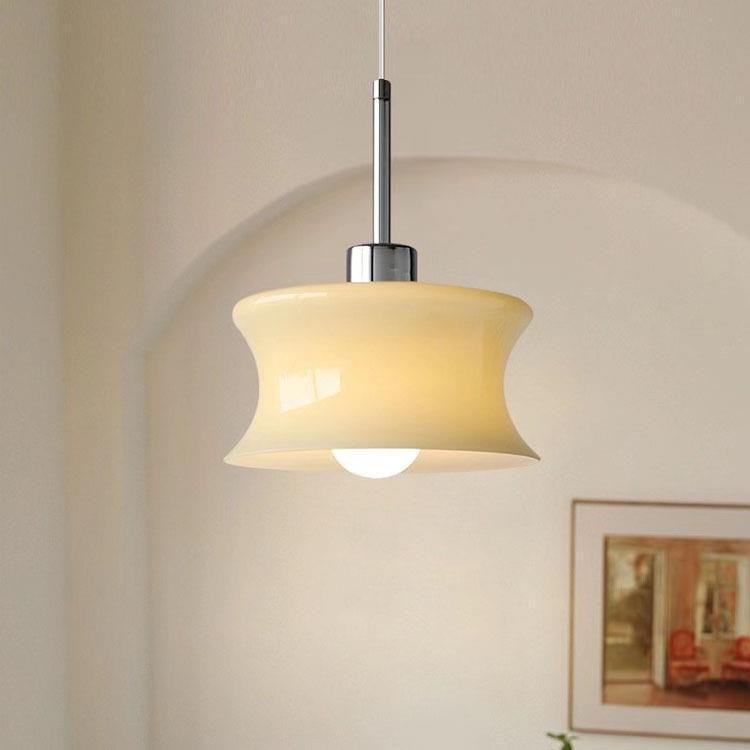 Lámpara colgante de 1 luz de vidrio de cilindro francés tradicional para dormitorio 