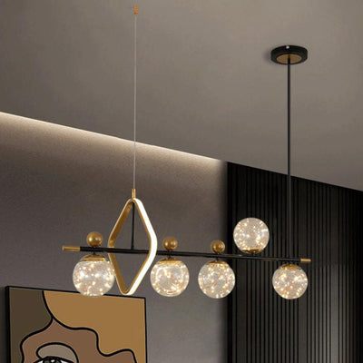 Nordic Light Luxury Round Ball Iron Glass LED Chandelier