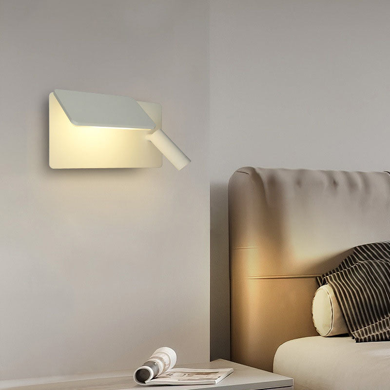 Moderne minimalistische quadratische LED-Wandleuchte aus Aluminium mit flachem Spot für Wohnzimmer &amp; Schlafzimmer 